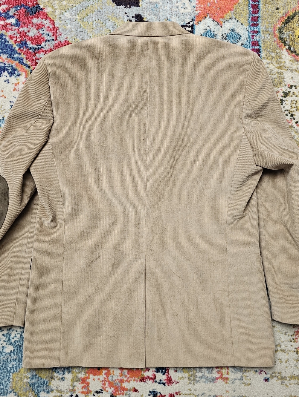 Chaps Sport Coat Mens Size 42R Corduroy Blazer Elbow Patches Khaki Tan - Picture 7 of 16